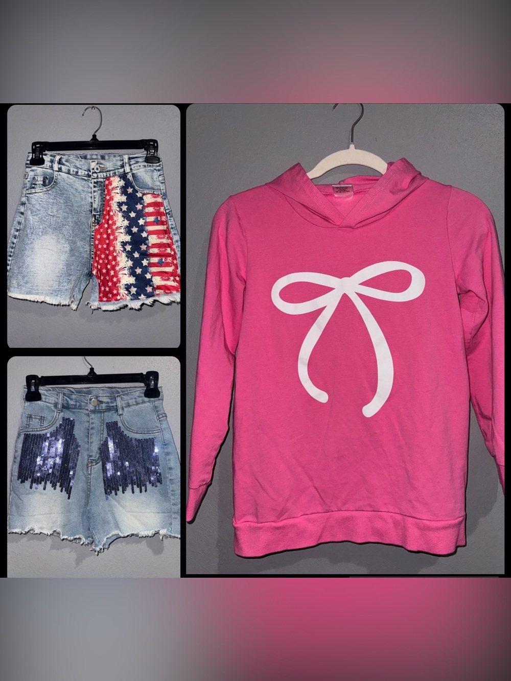 Girls' Hoodie and Shorts Bundle! Patriotic, Sequin, and coquette!